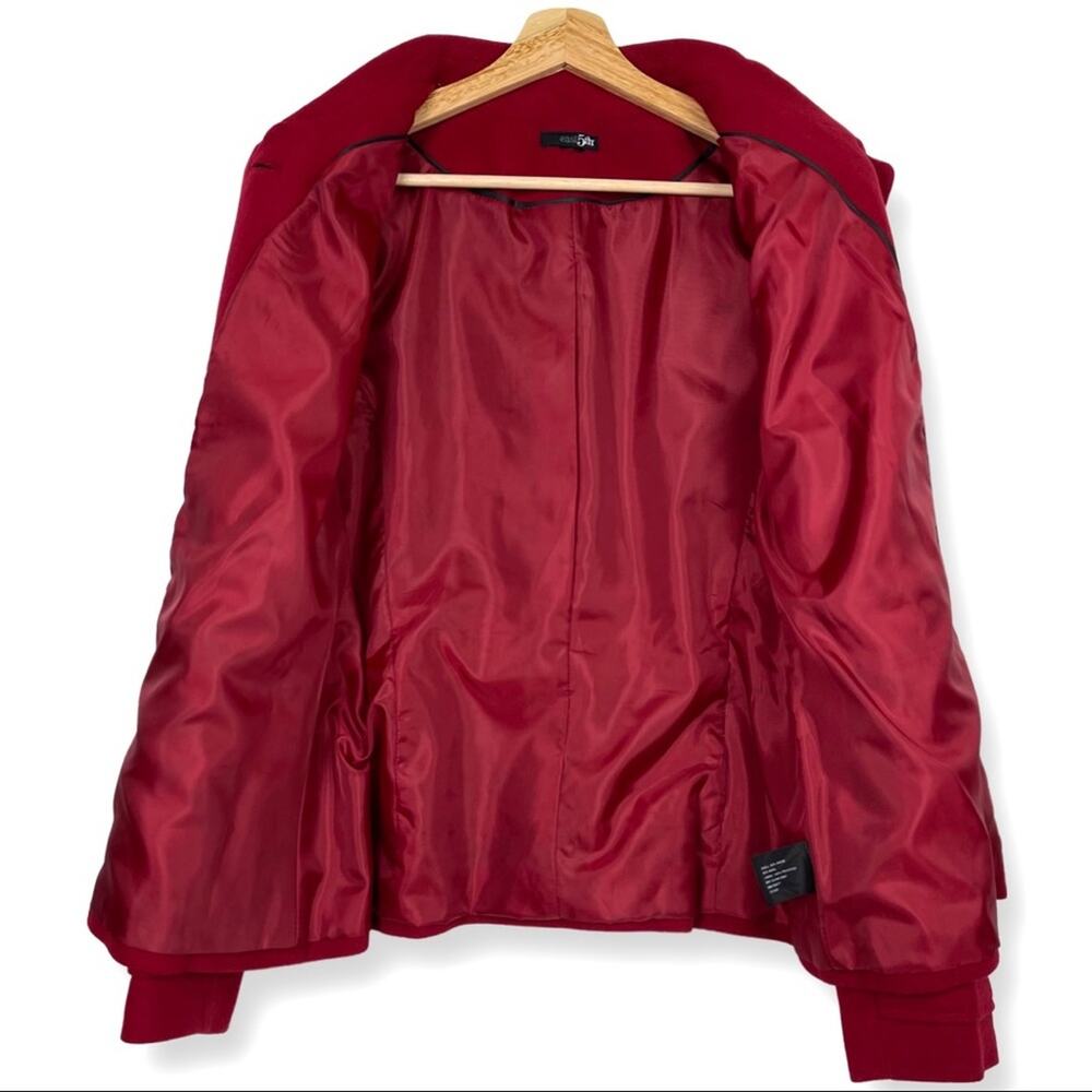 East 5th Red Blazer Jacket Classic Career Minimalist Holiday Wool Blend Large - Picture 5 of 8